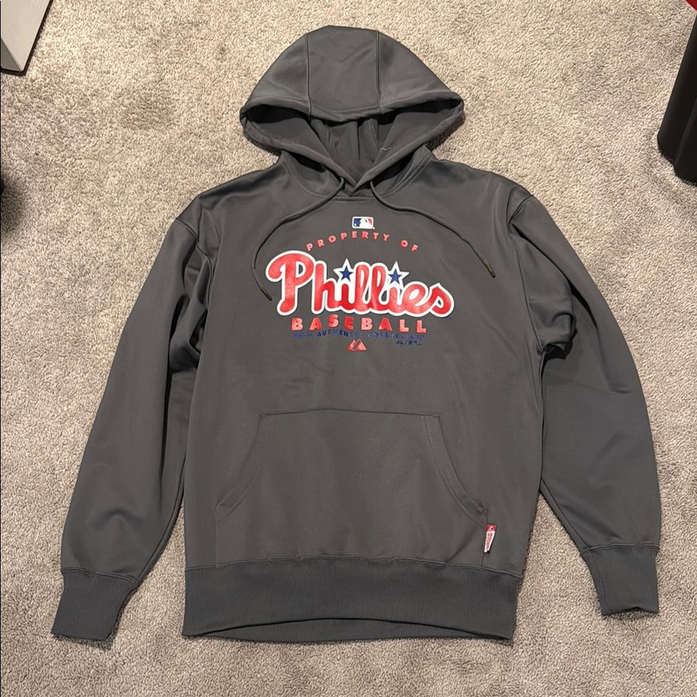 Majestic Dark Gray Phillies Baseball Hoodie